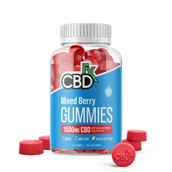 CBDfx, Original Mixed Berry CBD Gummies, Broad Spectrum THC-Free, 60ct, 1500mg CBD