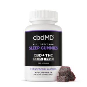 cbdMD, Sleep CBD Gummies, Full Spectrum, Raspberry, 60ct, 60mg THC + 1500mg CBD